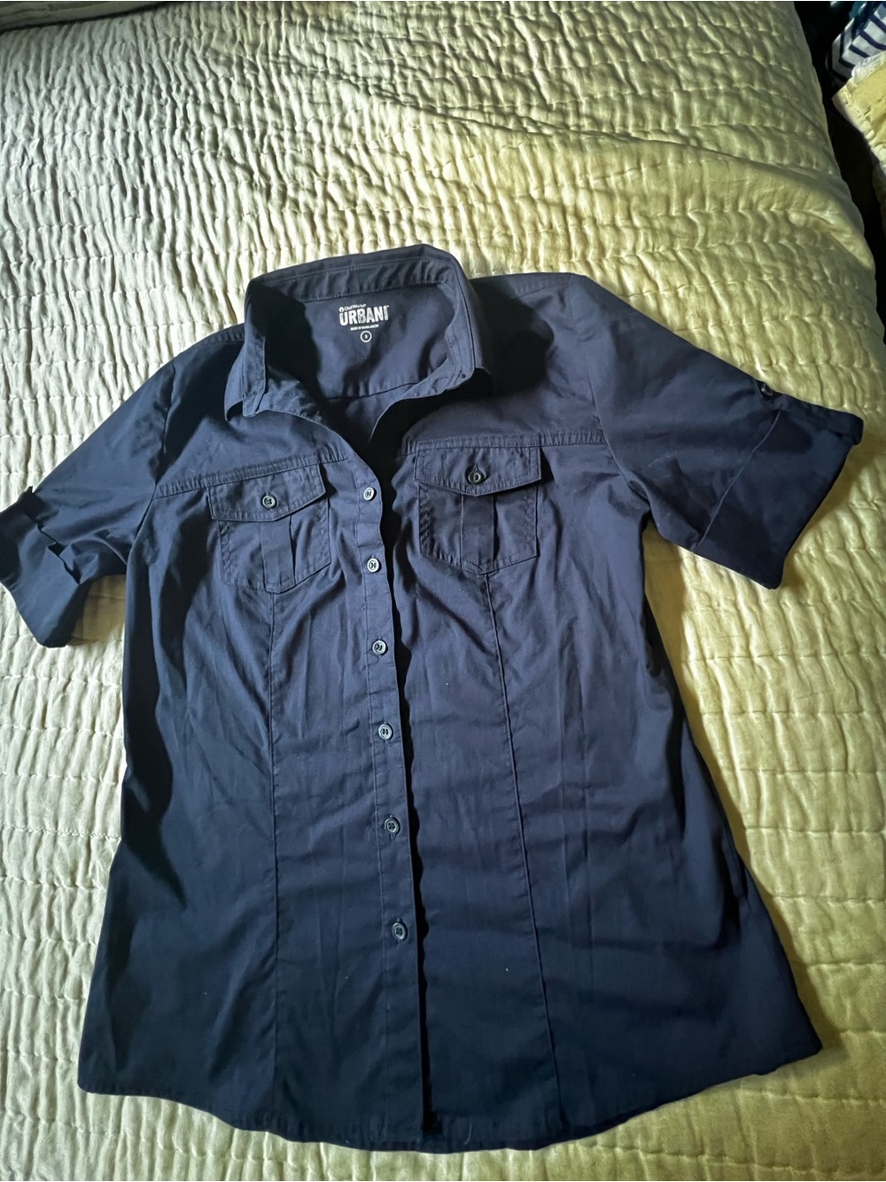 CHEF WORKS URBAN COLL. LADIES SHIRT. NAVY BLUE SIZE SMALL BUTTON UP FRONT - Picture 10 of 10